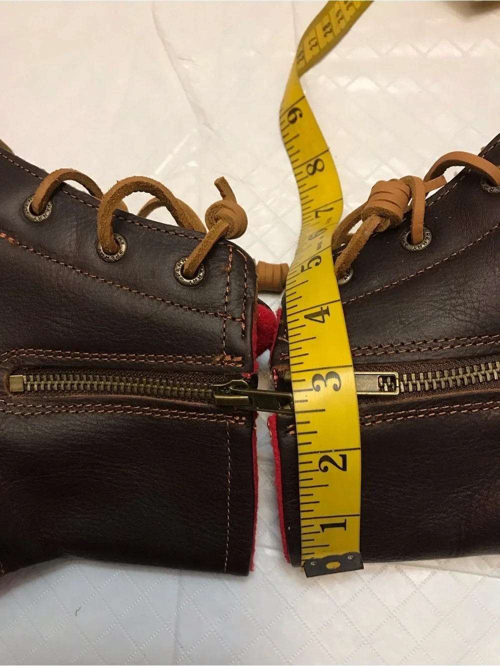 Sperry Red and Brown Waterproof Lace-Up Rain Boots